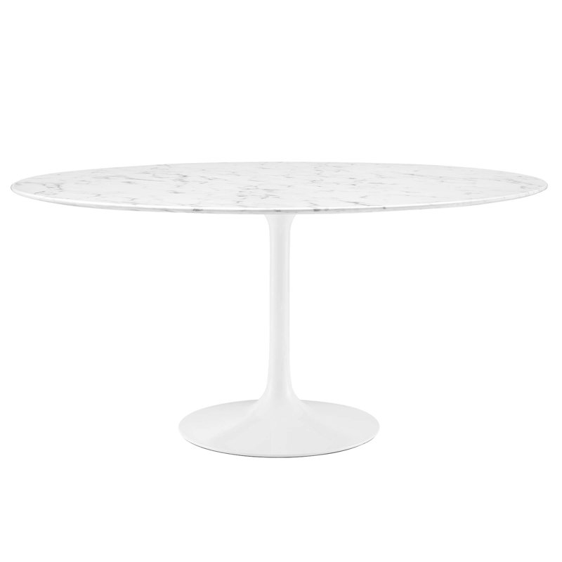 Lippa Round Artificial Marble Dining Table, White, 29.5”H x 60”L x 60”W