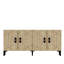 Console moderne Catena, chêne anthracite et saphir, panneau de particules enduit 100% mélamine, tablettes multiples, fixation murale, conception géométrique | Parfait pour le salon et le vestibule-108055488
