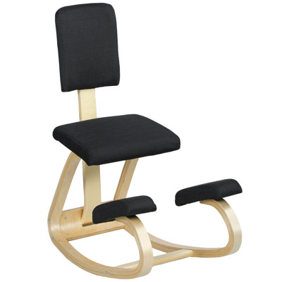 Fauteuil ergonomique à genoux, tabouret à bascule en bois, noir