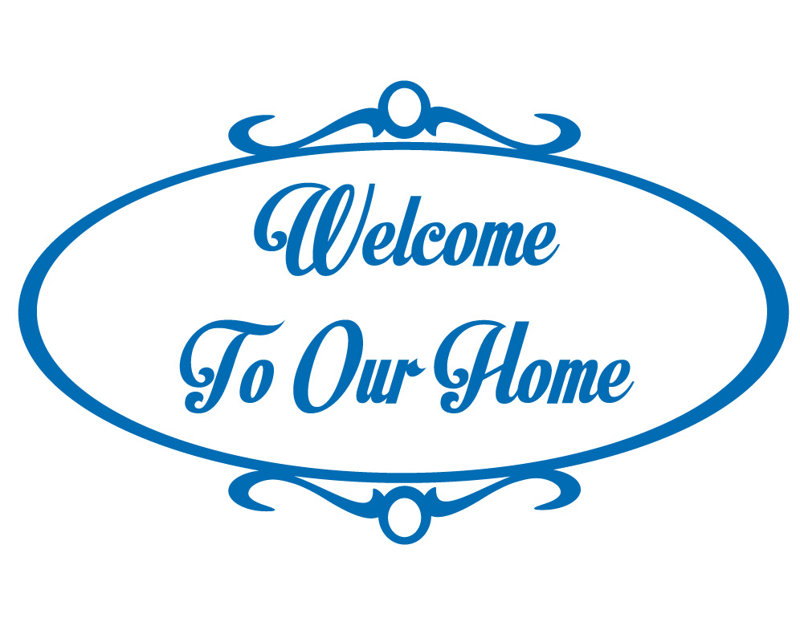 Décalcomanie murale welcome to home, H 36 po x l 60 po x P 0,01 po, Bleu azur
