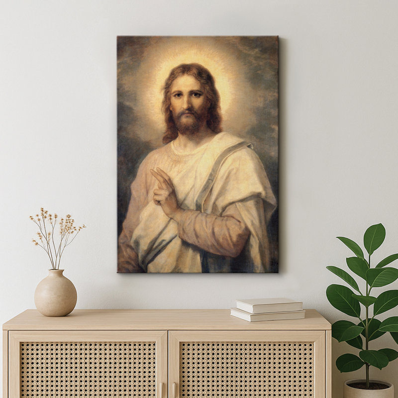 Jesus Portrait Artwork, Christian Spiritual Wall Decor Pictures, Framed Canvas Giclee Print Wall Art, 48" H x 32" W x 1.5" D