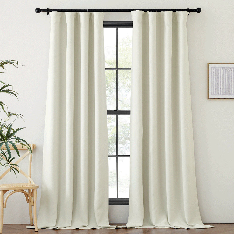Faux Linen Curtains Modern Room Darkening Drapes for Bedroom & Living Room, 2 Panels, Cream, 50" W x 96" L