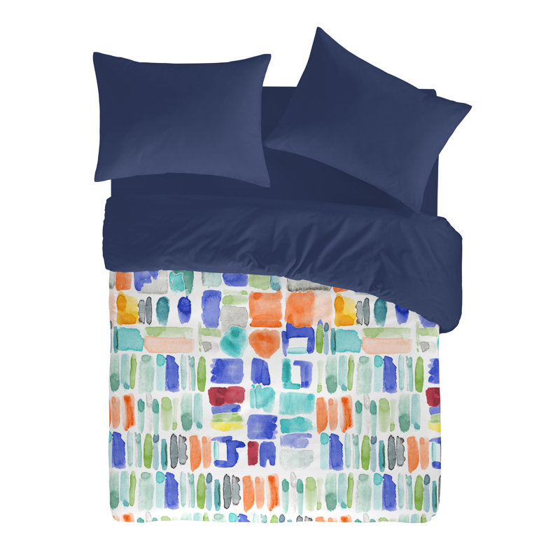 Lille Geometric Shapes Duvet Cover, Navy, Super King Duvet Cover