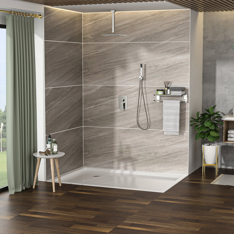 Ceiling Mount Dual Shower Head, 16 Inch Square, Brushed Nickel Design Finish, Brushed Nickel
