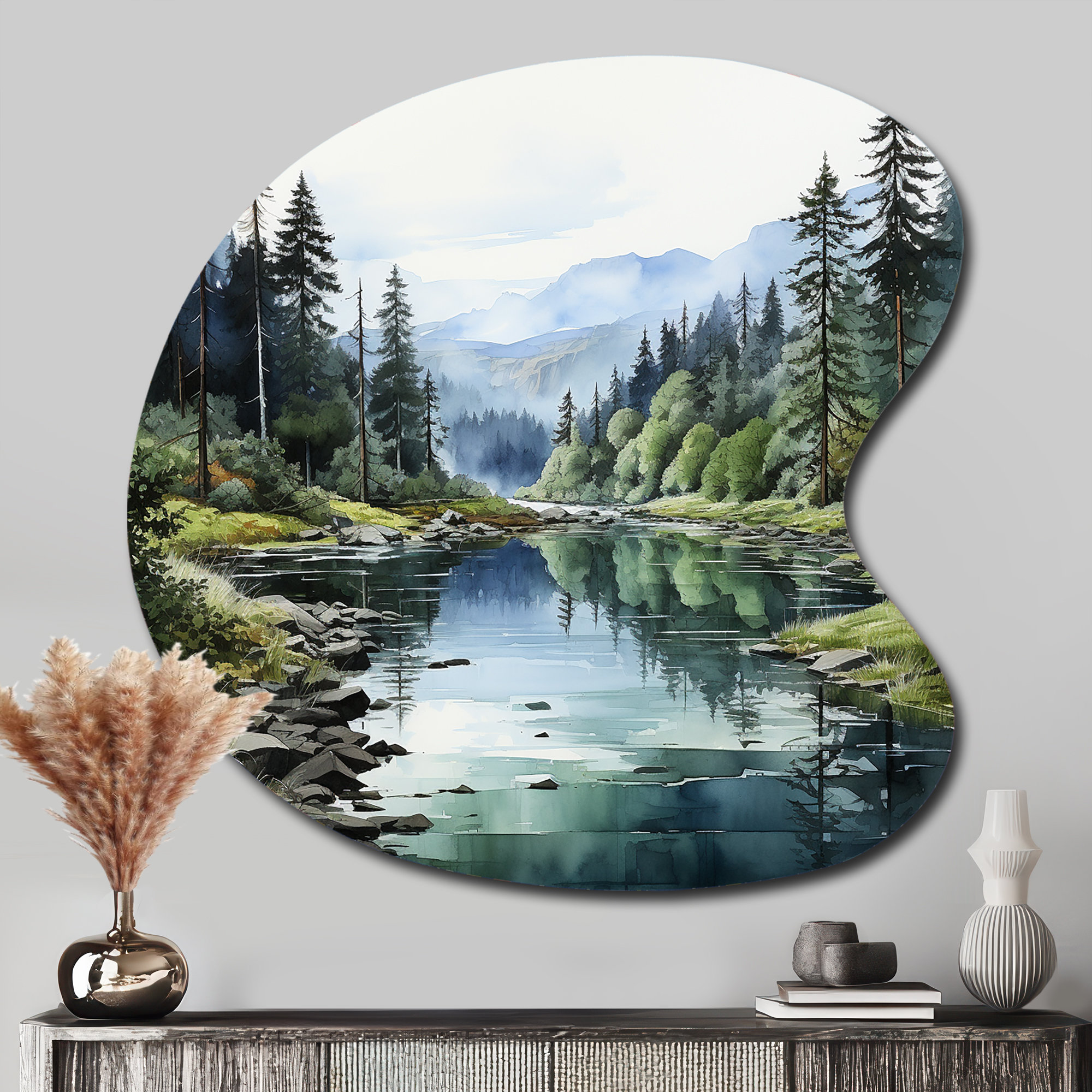 Design Art Green Blue Minimalism Forest Reflections - Minimalism Drop ...
