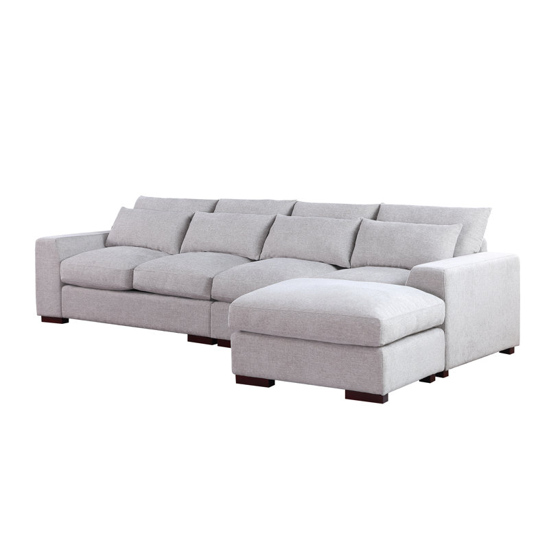 Canapé modulaire réversible avec repose-pieds Forbestown, Mélange de lin gris clair
