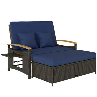 Lit de jour droit pour patio avec coussins, lit de jour d'extérieur avec dossier réglable à 4 niveaux, canapé-lit pour patio, mélange de gris