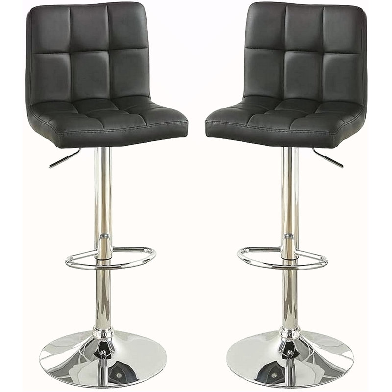 Ensemble de 2 tabourets de bar à hauteur réglable en similicuir, Noir