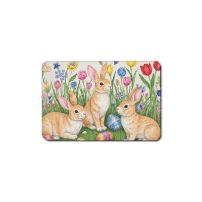 Tapis de bain Three Bunnies in Flower Field, 36 x 24 po