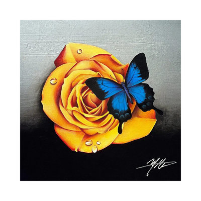 Rose and Butterfly 1 Piece Wrapped Canvas Wall Art