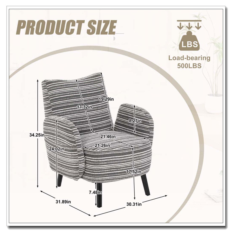 Boucle Upholstered  Accent Chair, Dark Gray