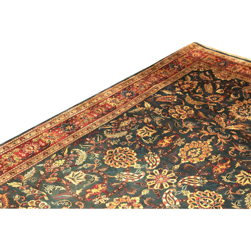 Tapis brun / noir en laine noué à la main de conception unique 6 pi 1 po x 10 pi 7 po