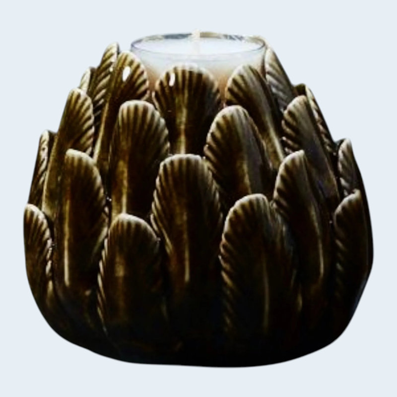 Green Ceramic Flower Tealight