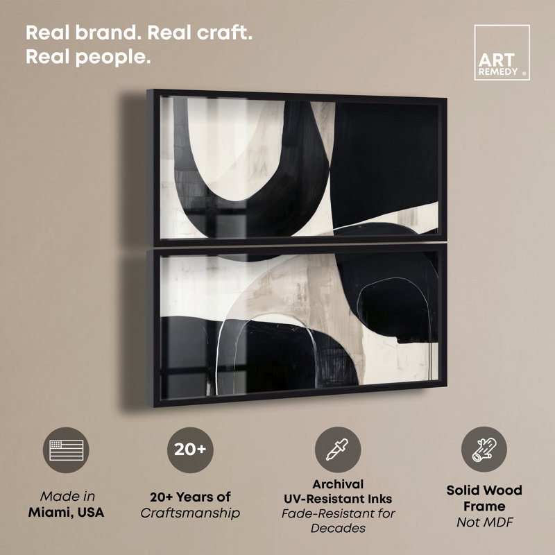 Ensemble d'affiches Shadowed Arch III Shadowbox pour salon, par Art Remedy, cadre noir, 44 x 22, H 23,5 po x l 45,5 po