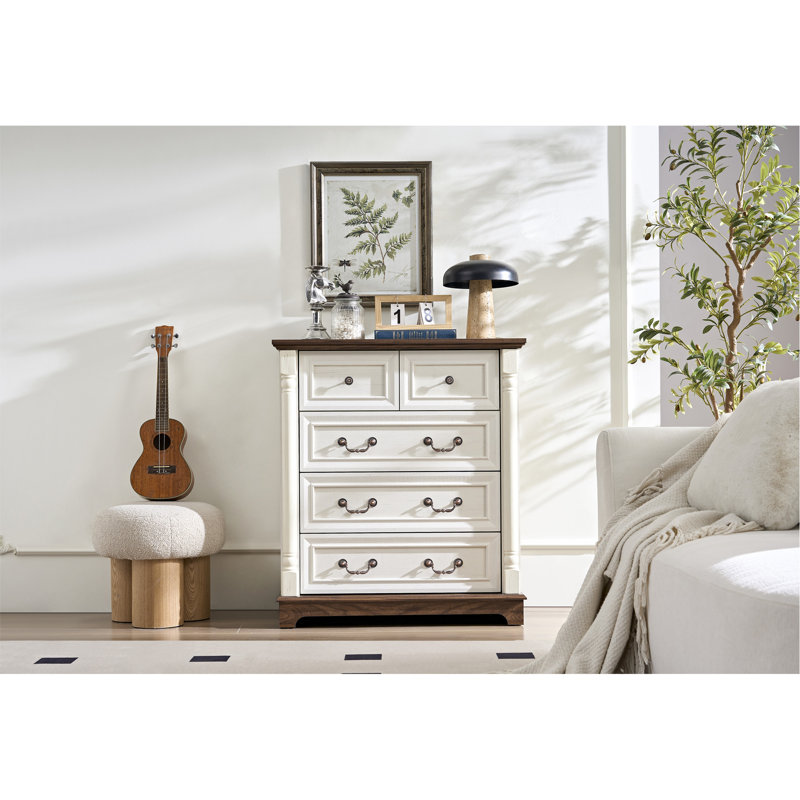 Wood Storage 5 Drawer Dresser Chest