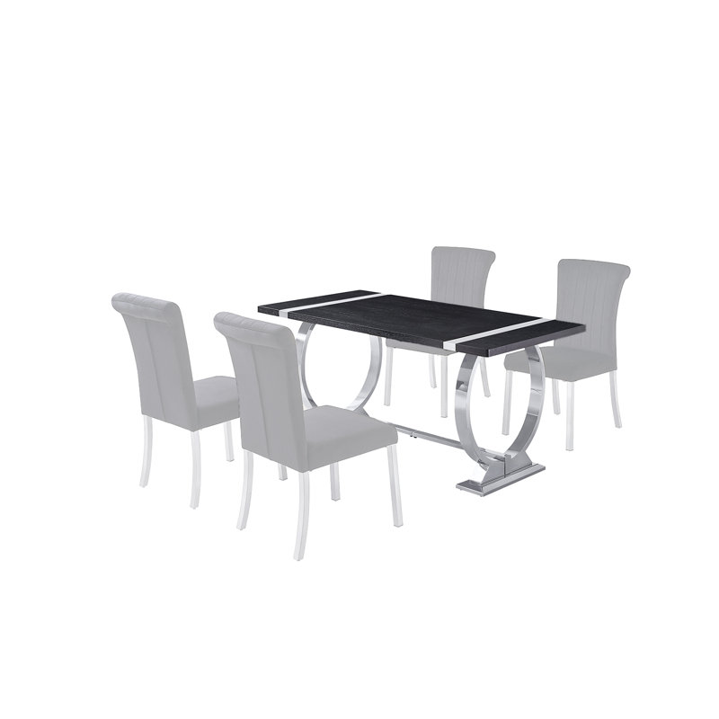 Table de salle à manger Cimino, Argenté / Noir