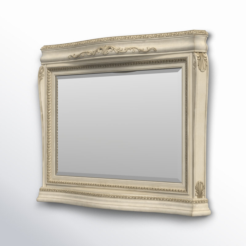 Aguon Wood Flat Wall Mirror, Ivory