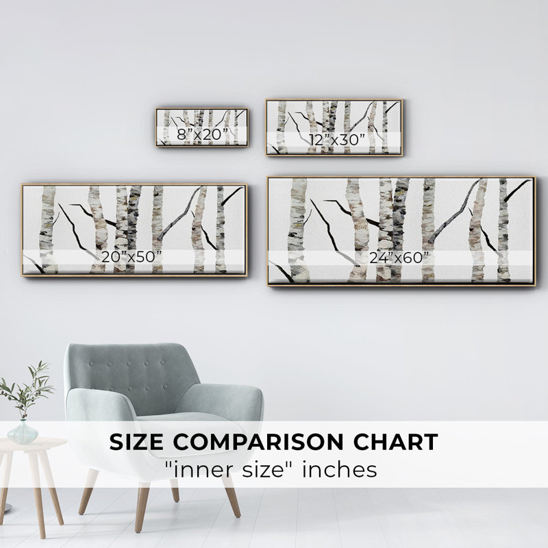 Birch Trees II- Framed Canvas, 20" H x 50" W