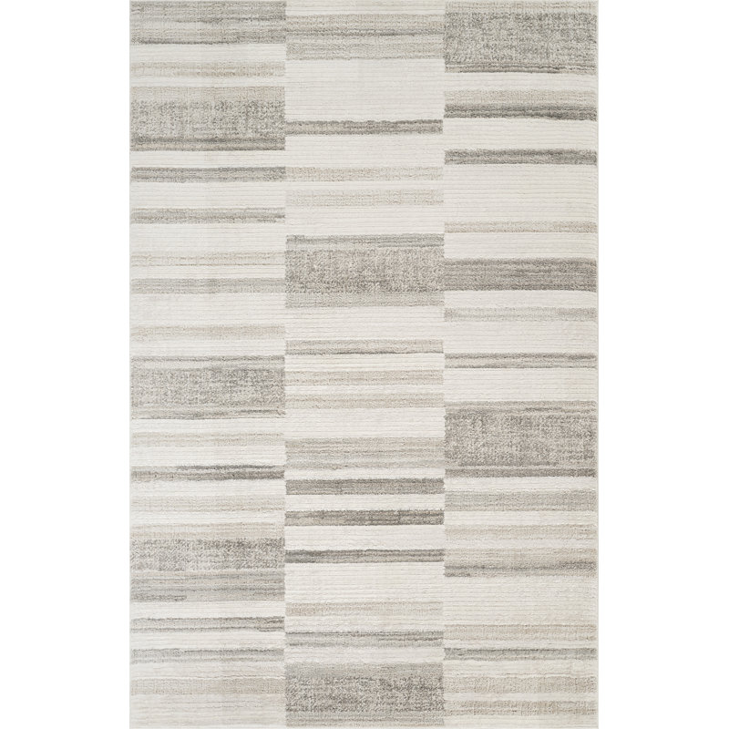 Mabel Modern Contemporary Living Room Area Rug 13mm Cut Pile Jute Backing Carpet - Abstract Seamless Geometric Design, Stone-Patch