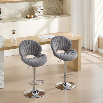Ensemble de 2 tabourets de bar réglables avec dossier et repose-pieds, chaises de bar à hauteur de comptoir pour la cuisine
