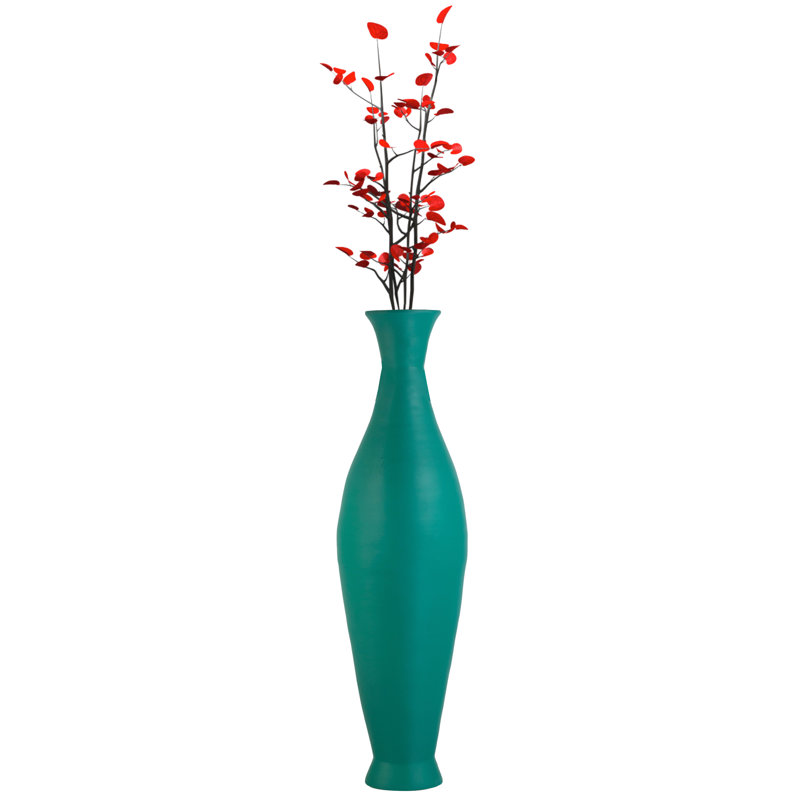 Modern Decorative Bamboo Floor Flower Vase For Living Room, Entryway Or Dining, Fill Up With Dried Branches Or Flowers, 43 Inch Blue