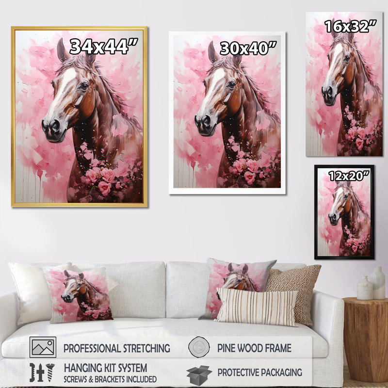 «Romantic Horse Companions», reproduction sur toile, Toile tendue, H 40 po x l 30 po x P 1,5 po