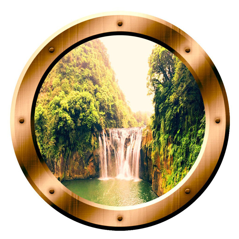 Décalcomanie murale en vinyle cascade hublot, H 14 po x l 14 po x P 0,01 po, Bronze