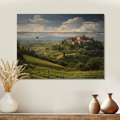 Italy Tuscan Tranquility Print on Natural Wood