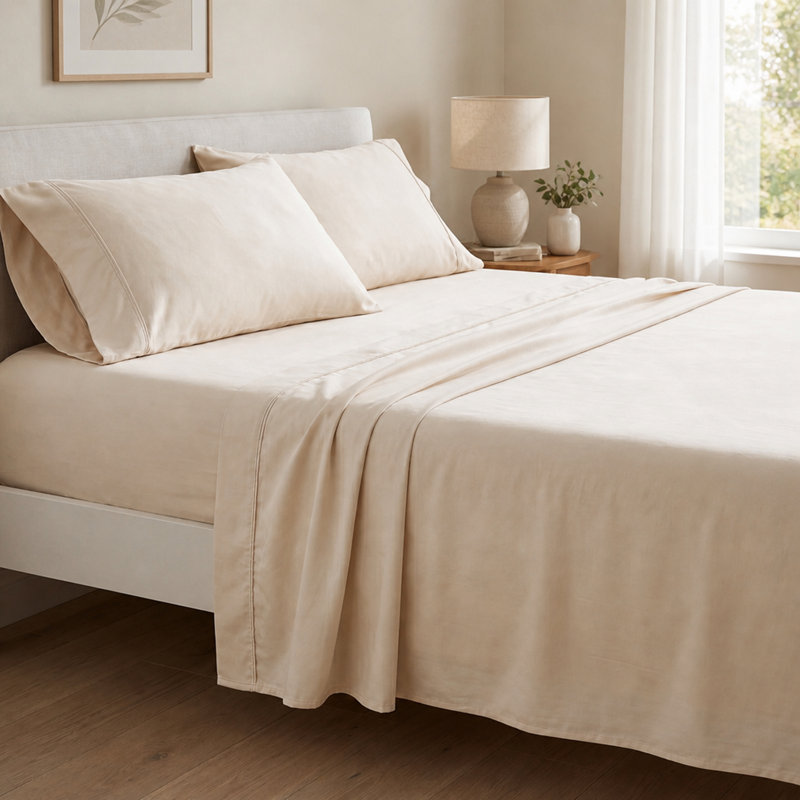 Bamboo Split Head Queen Sheet Set with Cooling Hypoallergenic Fabric, White