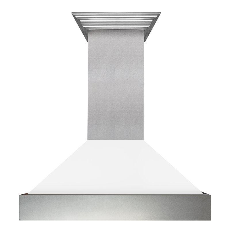 Hotte murale en acier inoxydable satiné à conduit 36 po ZLINE, Blanc mat