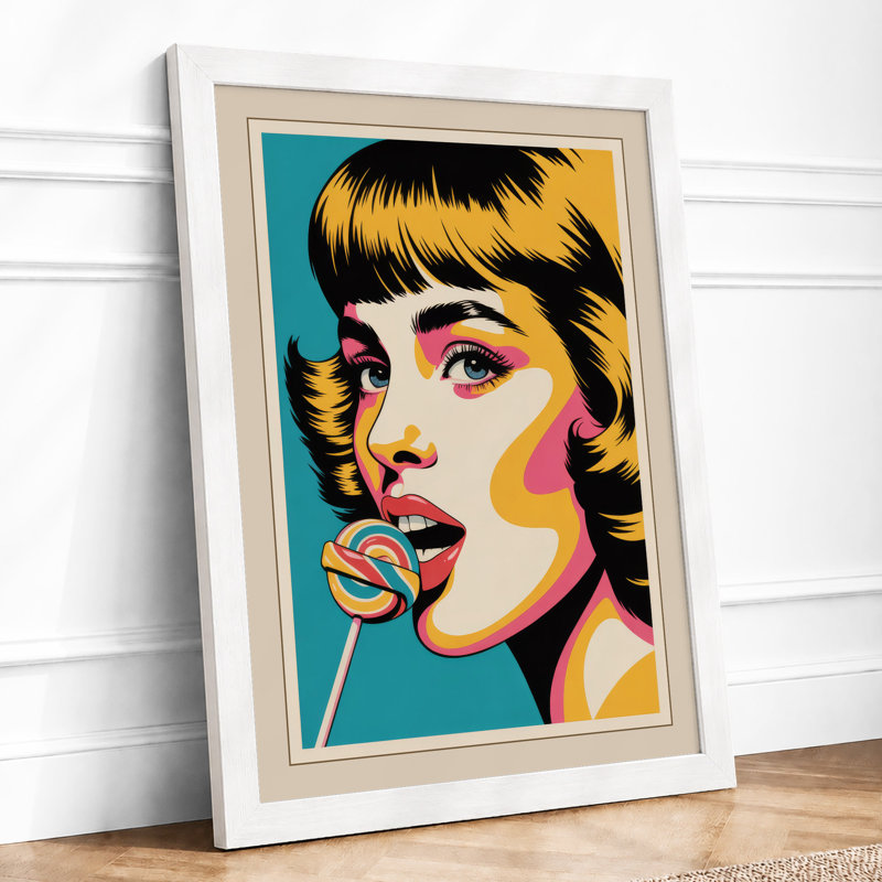 Pop Art Portrait Retro - Framed Print, A4 - 29.7 x 21.0 cm, White