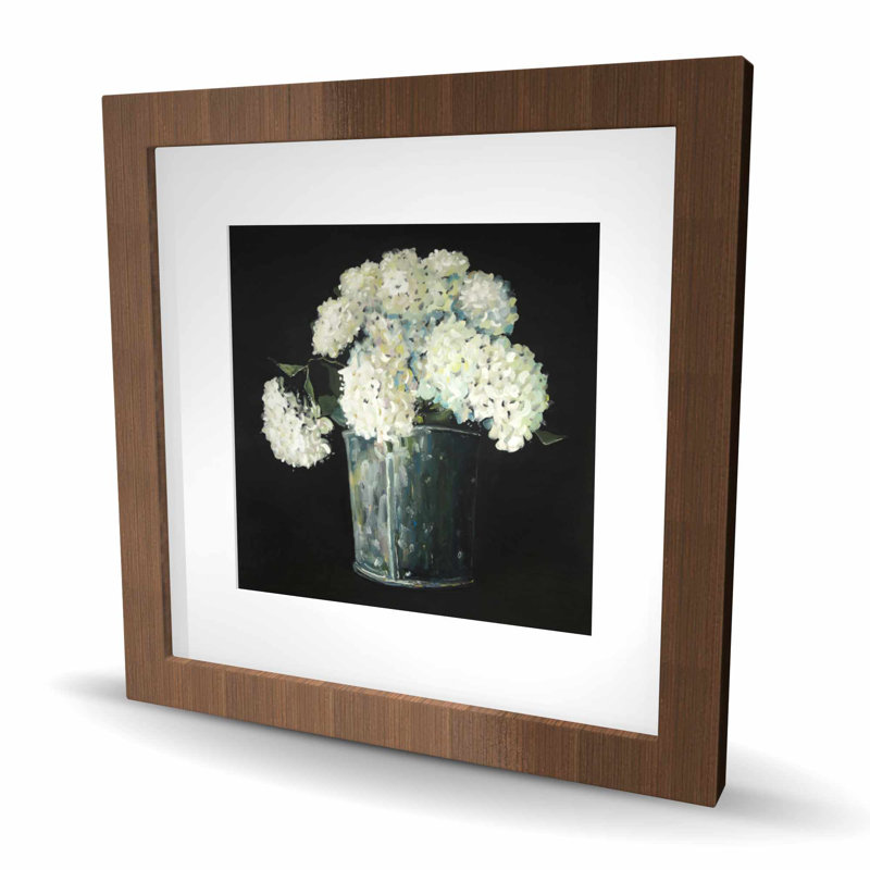 Fleurs d'hortensia blanches - reproduction encadrée mat pour la décoration intérieure