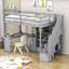 Lit mezzanine en bois 4 tiroirs avec bureau et tablettes Gulfasha Kids-2099702398
