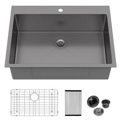 30" L x 22" W Drop-In Single Bowl Stainless Steel Kitchen Sink