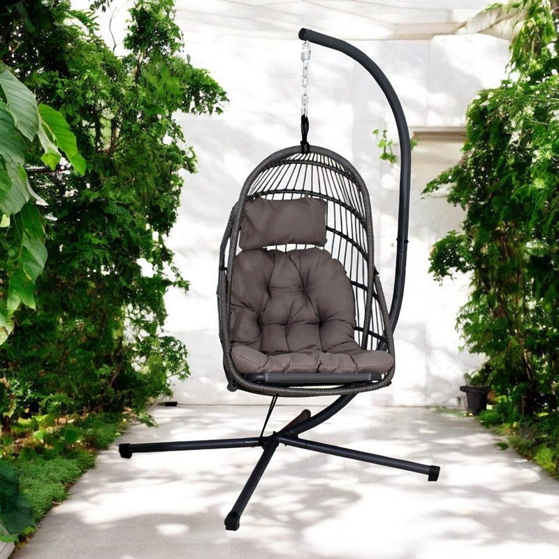 Egotistic Pod Chair with Grey Rattan and Rope Weave