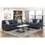 Canapé d'angle contemporain en chenille bleue, confortable et doté de housses de coussin amovibles. Supporte jusqu'à 136 kg par siège. Tissu d'ameublement inclus. 2 coussins décoratifs. Structure en contreplaqué.