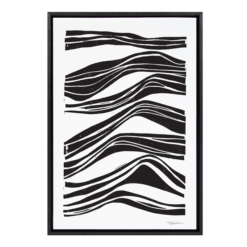 «Abstract Waves» par déclaration sur toile encadrée, Noir
