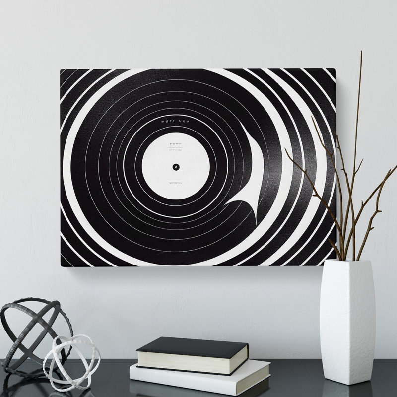 Glowing Vinyl Record Art - Wrapped Canvas Print, 35cm H x 50cm W x 3cm D