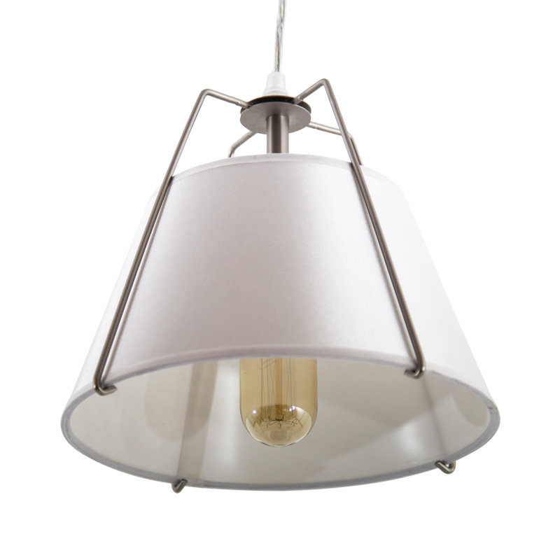 Luminaire suspendu 1 lumière Gatsby, Nickel satiné mat, Blanc