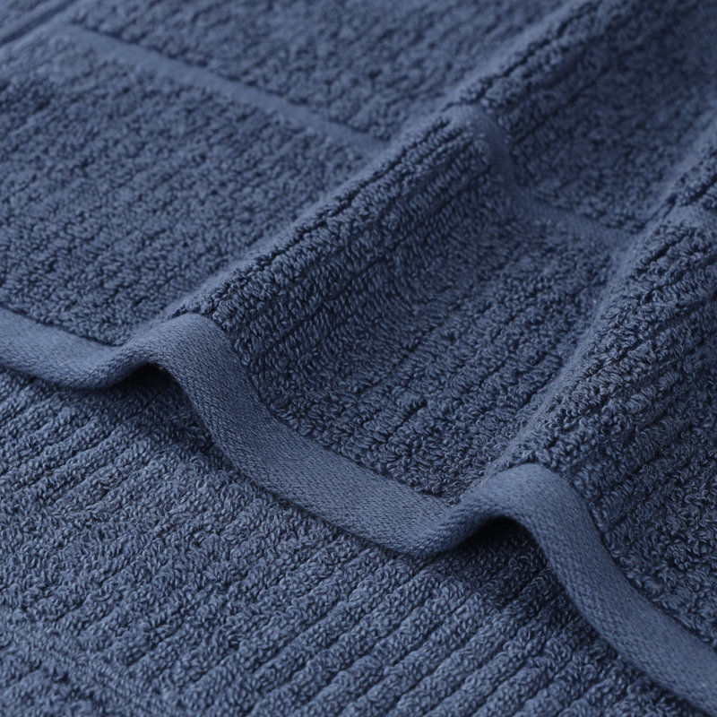 Milo Smart Twist Viscose Cotton Blend Medium Weight Quick Dry Solid Ribbed Hand Towel Set, Navy Blue, Hand Towels - 6 Pack,