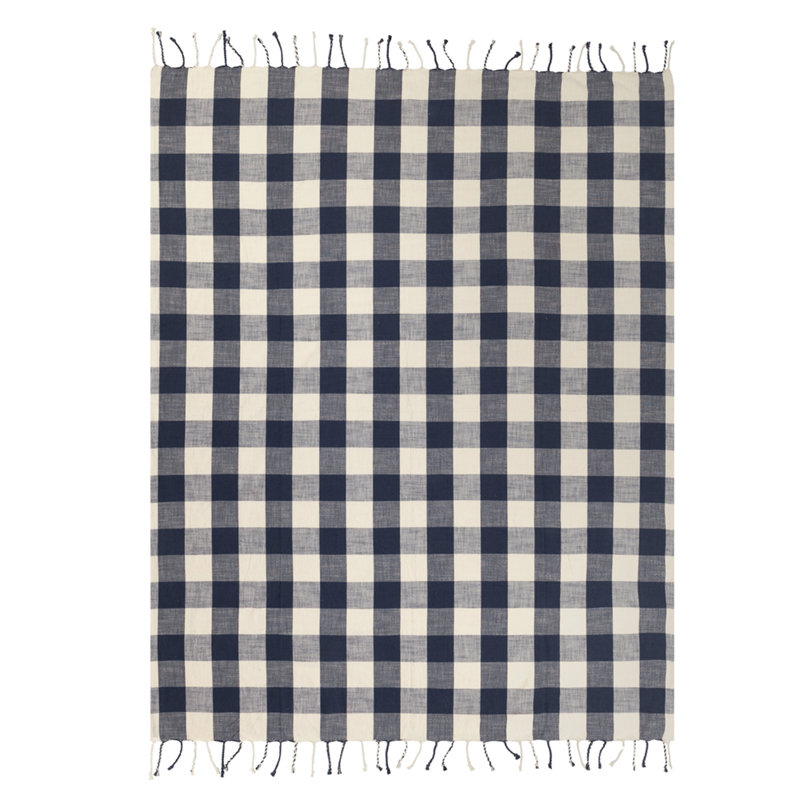 Landrich Hand Woven Throw Blanket, Blue/White