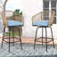 Ensemble de 2 tabourets de bar d'extérieur, chaises de patio avec accoudoirs et dossier, tabourets toutes saisons pour la cour, le jardin, la piscine, le balcon et la terrasse-404609141