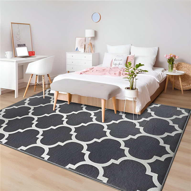 Ava Grey Printed Area Rug - Soft, Durable & Stain-Resistant Living Room Rug, Rectangle  120cm x 170cm
