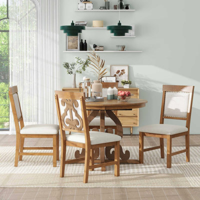 Ensemble de salle à manger 5 pièces, 1 table extensible avec rallonge de 16 pouces et 4 chaises rembourrées pour la salle à manger et la cuisine
