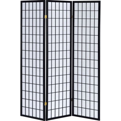 Paravent à 3 panneaux de couleur noire, utilisant du bois d'hévéa et du papier blanc, d'une hauteur de 72,09 pouces, d'une largeur de 52 pouces, pour un paravent fonctionnel fonctionnel, grand, créant une atmosphère élégante