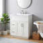 Meuble-lavabo autoportant de 76 cm (30 po) en MDF blanc avec lavabo simple, quincaillerie à fermeture amortie et assemblage facile