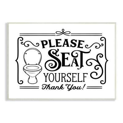 «Seat Yourself», salle de bain de style rétro, art mural par lettrage et doublure
