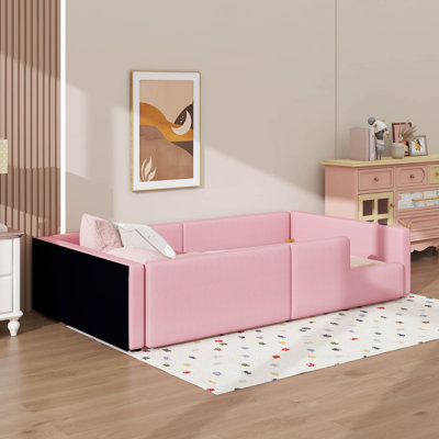Lit plateforme tapissier simple avec garde-corps et station de charge