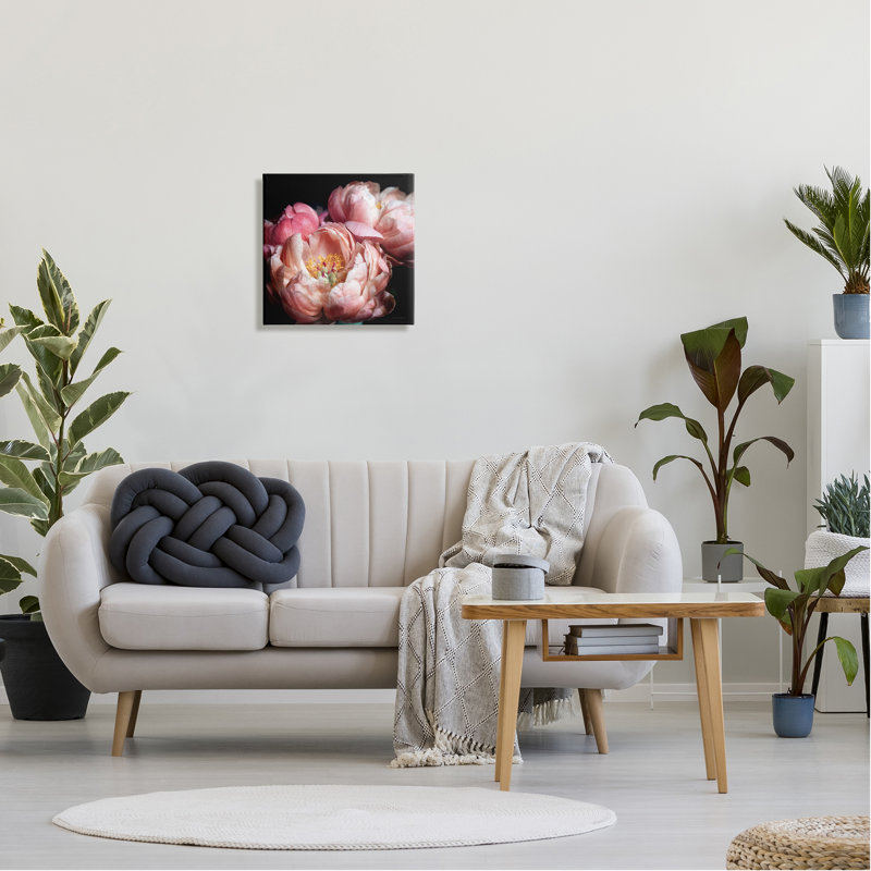 Blooming pivoine - impression sur toile tendue, H 17 po x l 17 po x P 1,5 po