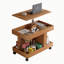 Petite table basse mobile avec plateau pivotant à 360 °, compartiment de rangement, roues verrouillables-1713123466